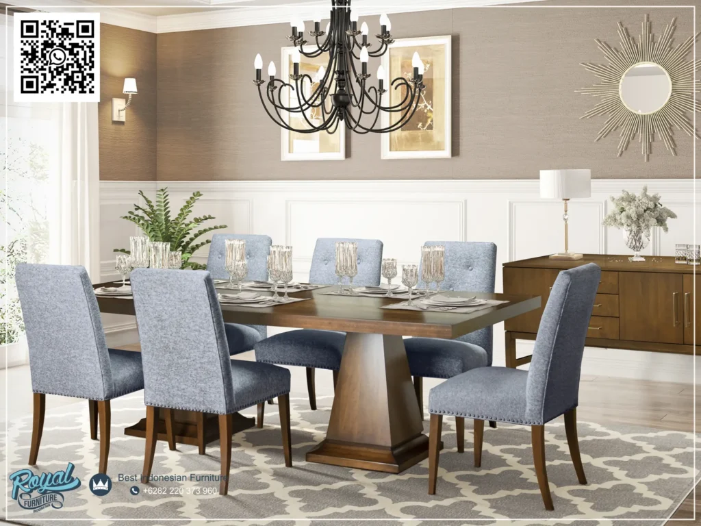 Furnitur Set Meja Makan Minimalis Kayu Jati Jepara Terbaru 8 Kursi