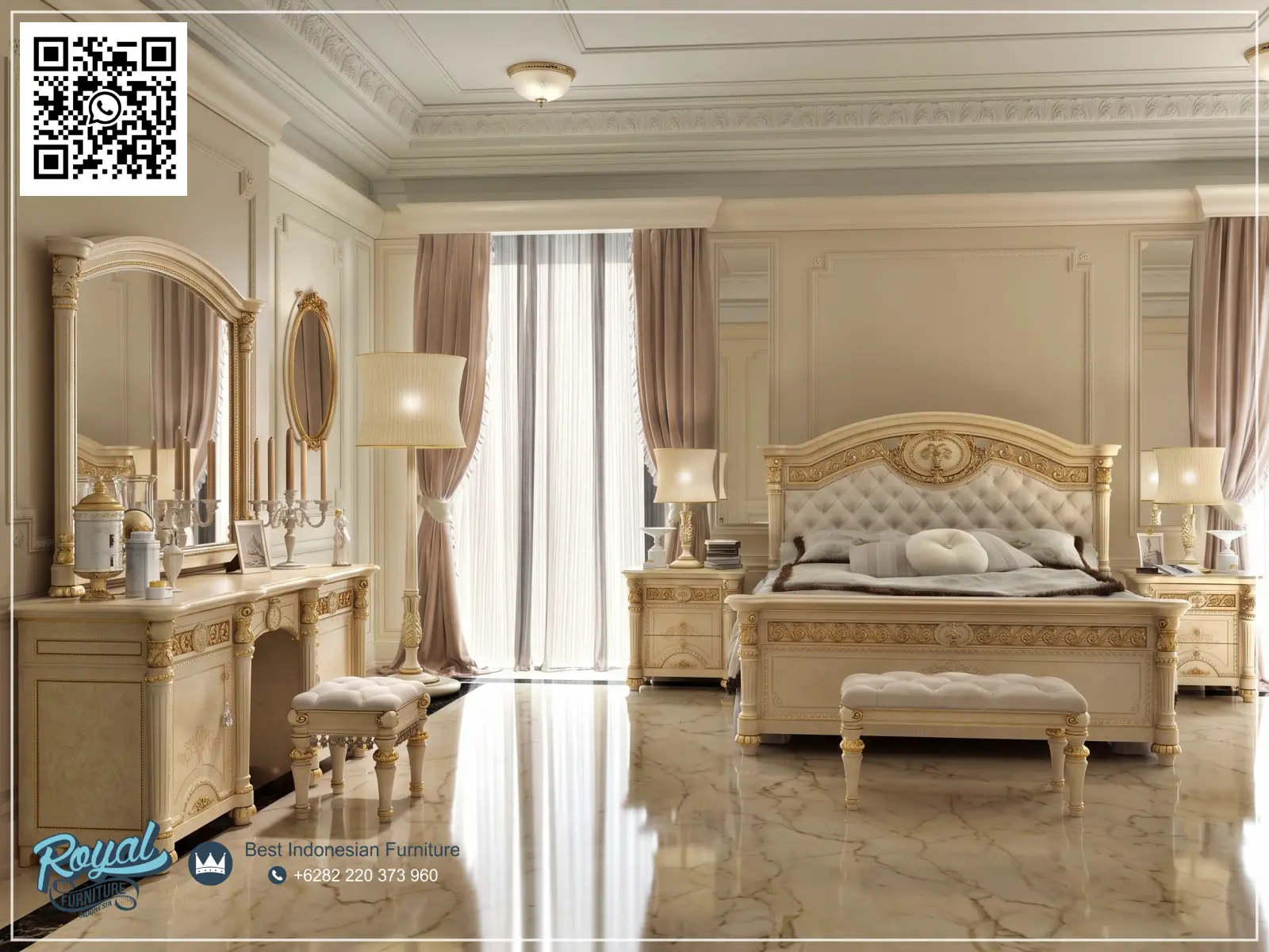 Model Set Kamar Tidur Mewah Modern Italian Furniture Pengantin Baru