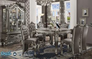 Set Meja Makan Klasik Terbaru Ukiran antique Platinum Versailles