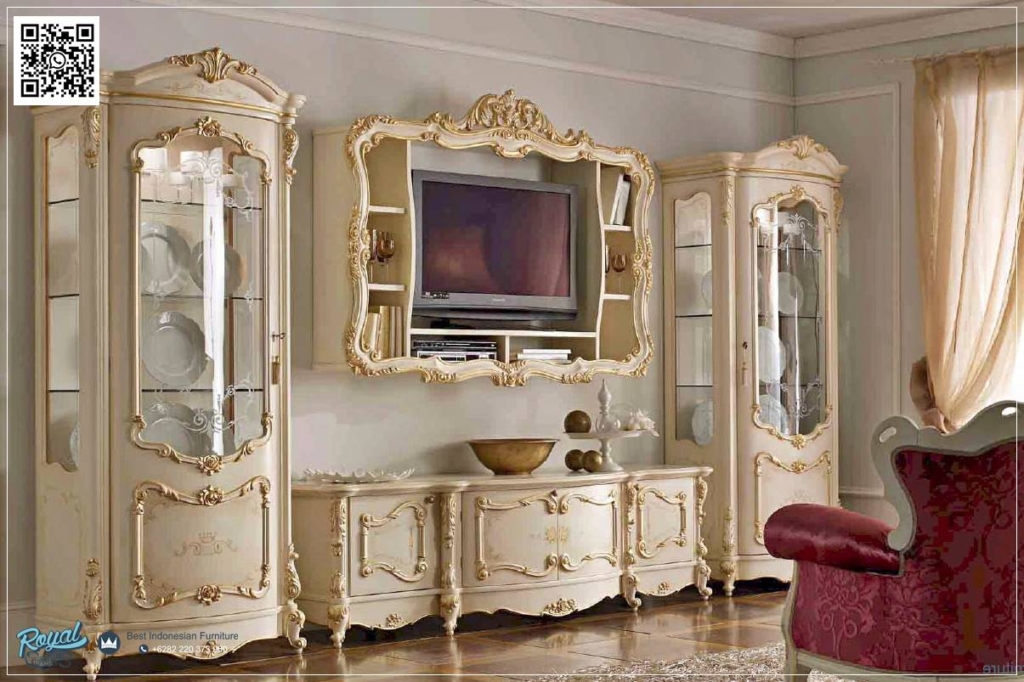 Set Bufet Tv Mewah Ukir Jepara Terbaru Gaya Italian Furniture