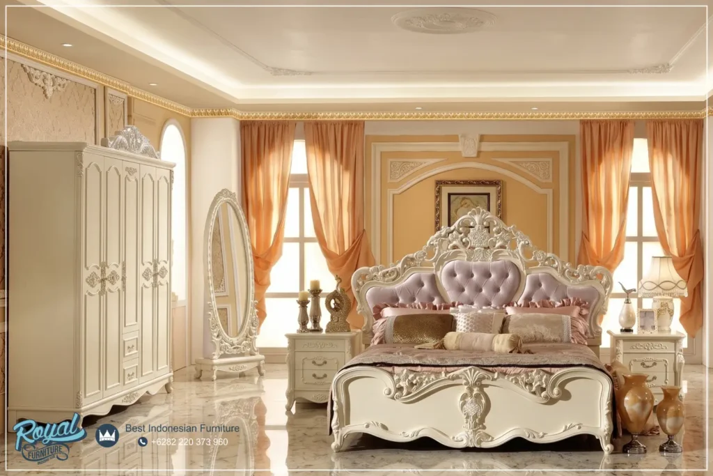 1 Set Kamar Tidur Mewah Modern Ukiran Cat Duco Royal Jepara