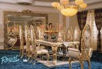 Set Meja Makan Mewah Klasik Eropa Gold Duco
