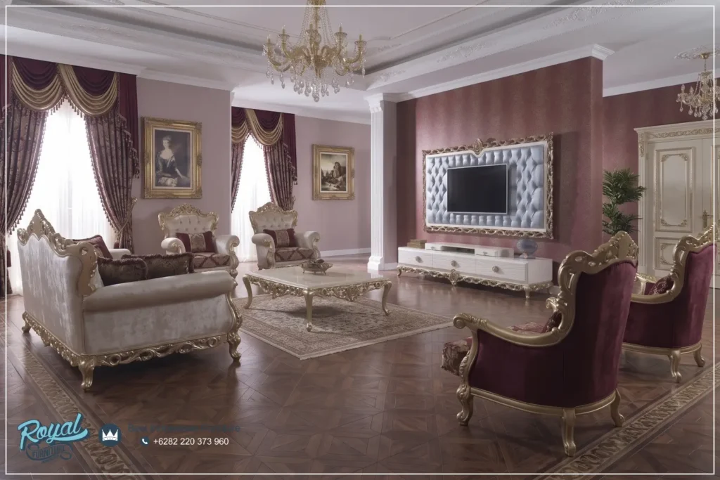 Sofa Ruang Keluarga Bareng Nonton Tv di Bufet TV Mewah Ukir Modern Terbaru Turki Design