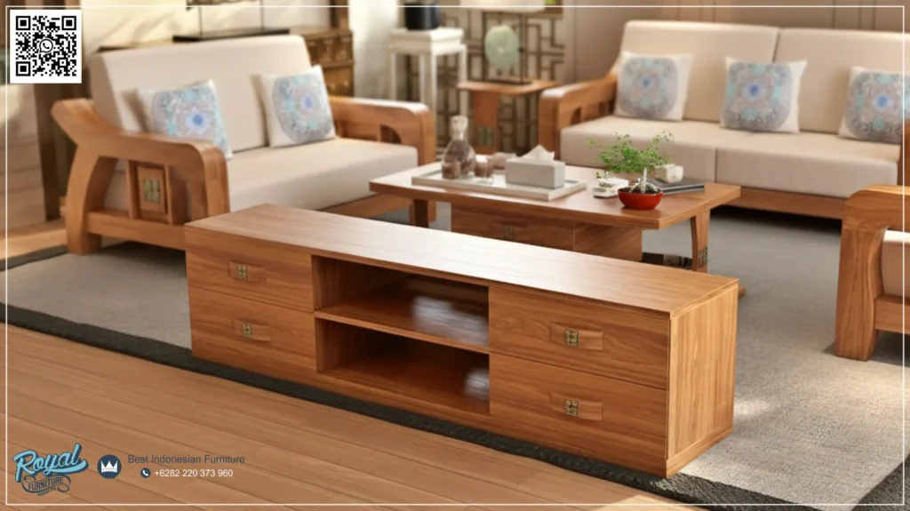 Bufet TV Minimalis Kayu Jati Jepara Model Terbaru