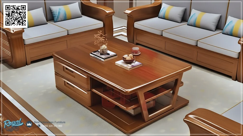 Harga Set Meja Sofa Ruang Tamu Kayu Minimalis Modern Terbaru