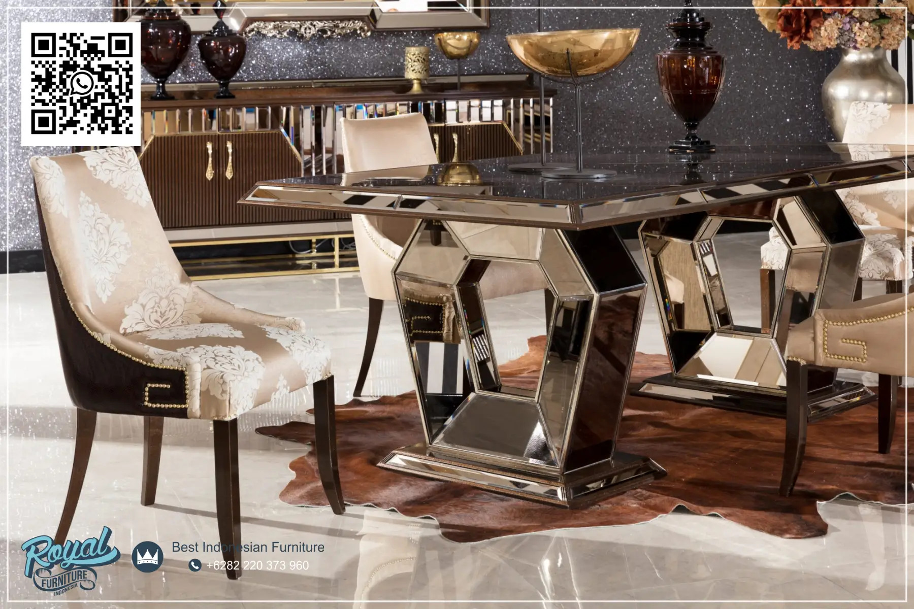 Sale Meja Makan Kaca Tempered Minimalis Dining Room Sultan Zanjibar