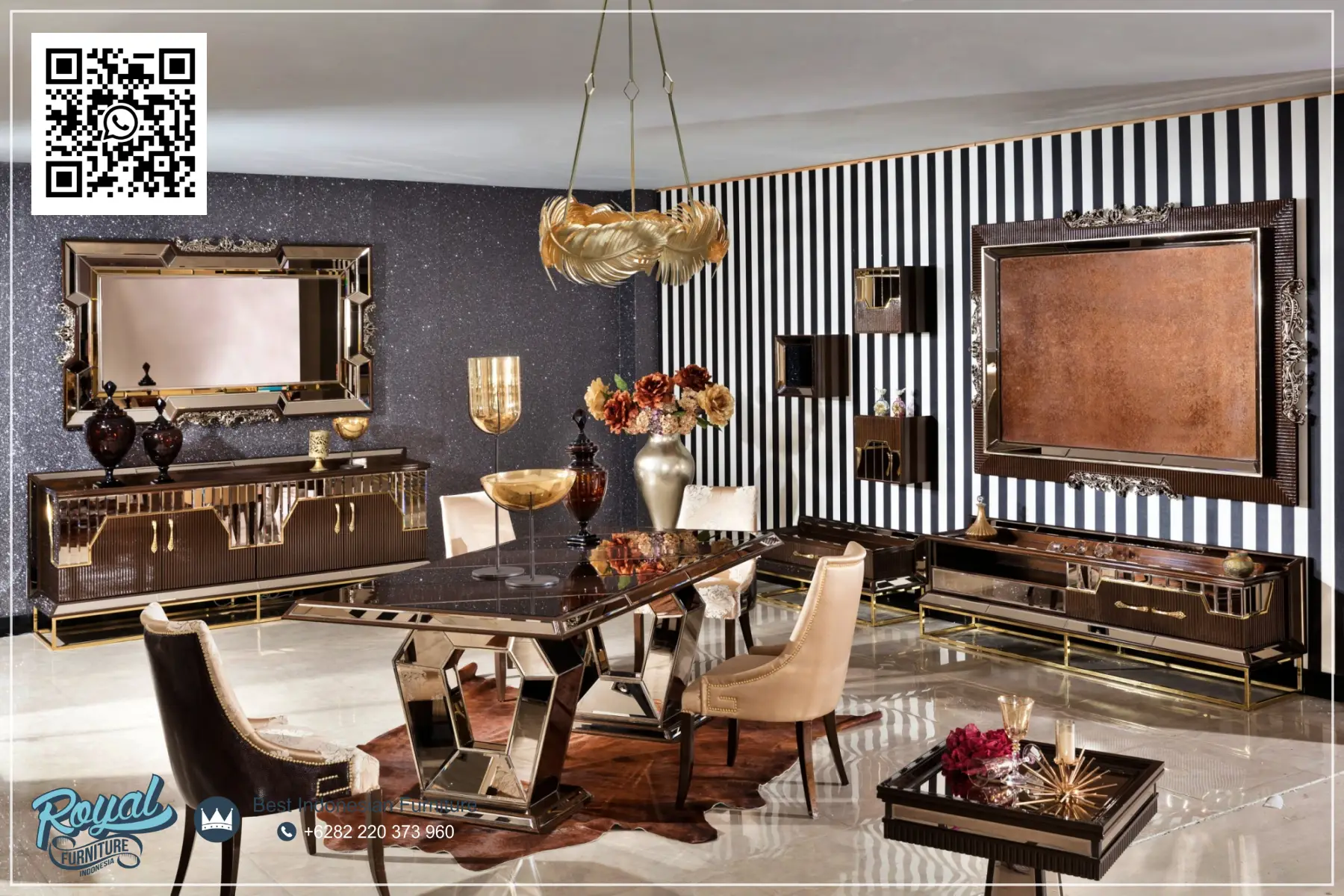 Sale Meja Makan Kaca Tempered Minimalis Dining Room Sultan