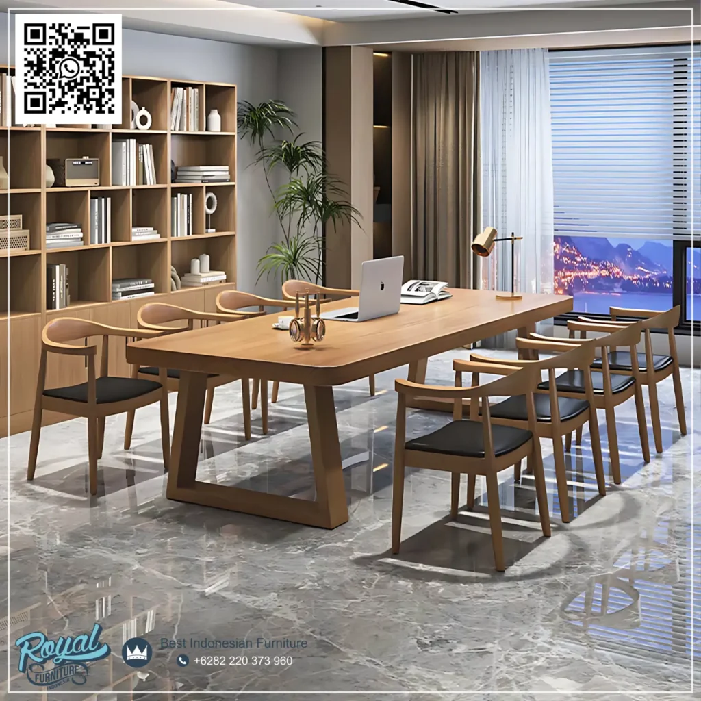 Model Meja Meeting Kayu Jati Modern Minimalis Royal Wood