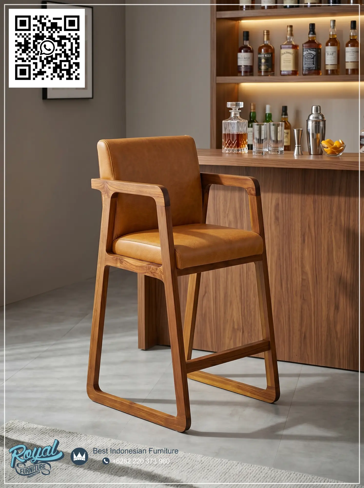 Bar Chair Kulit Cushion Mewah