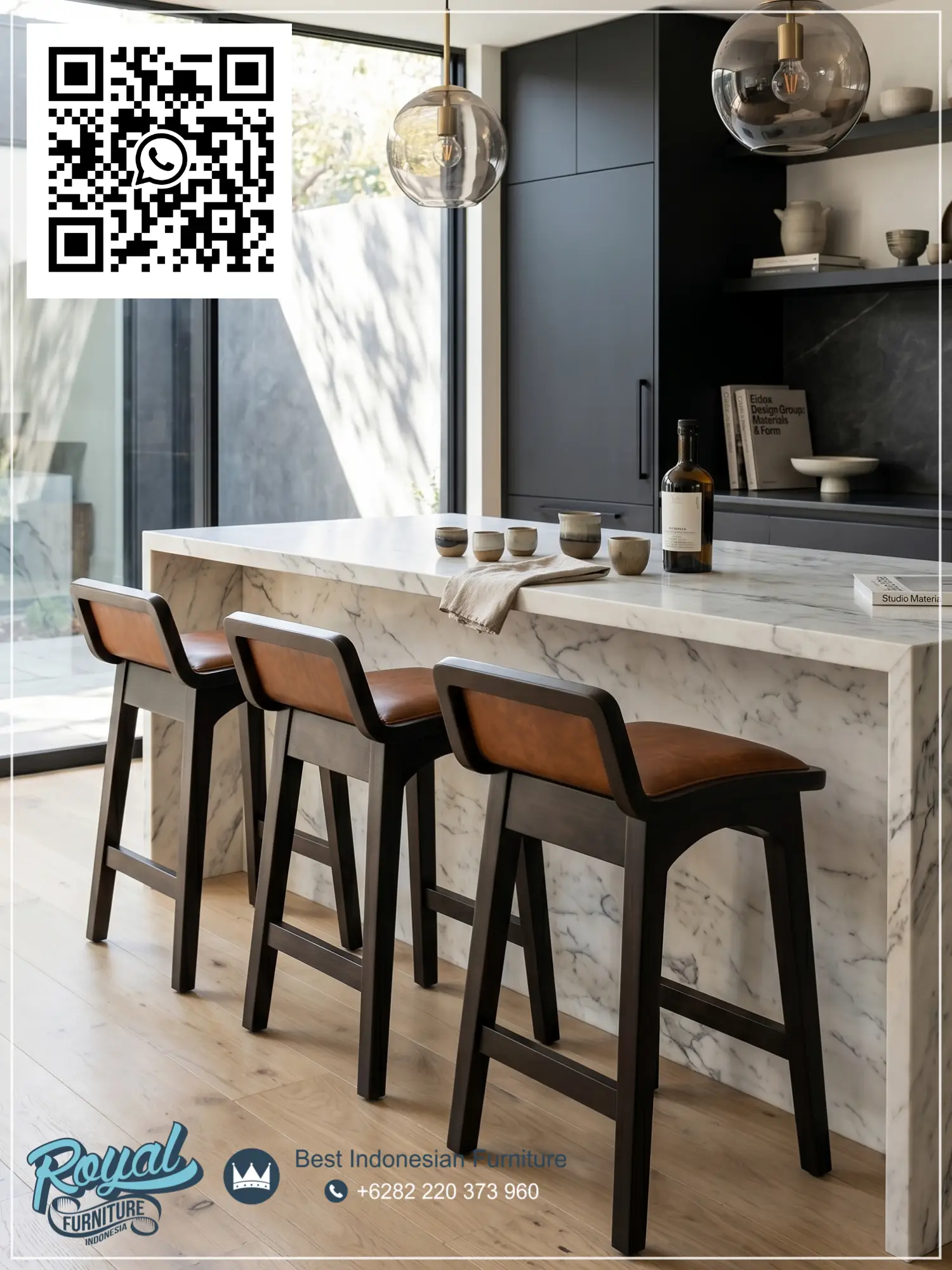 Bar Chair Stool Minimalis Scandinavian Original Leather