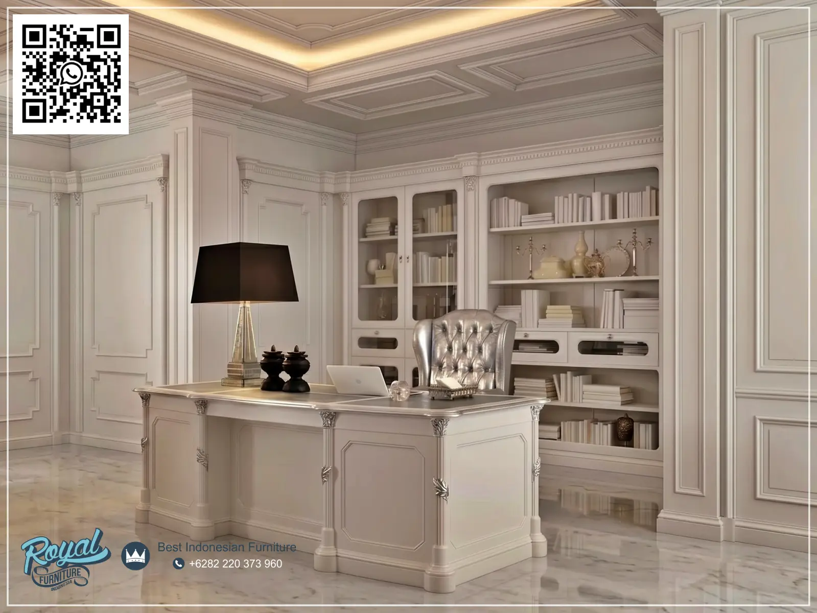 Sale Meja Kerja Direktur Klasik Putih Duco Best Quality Furniture