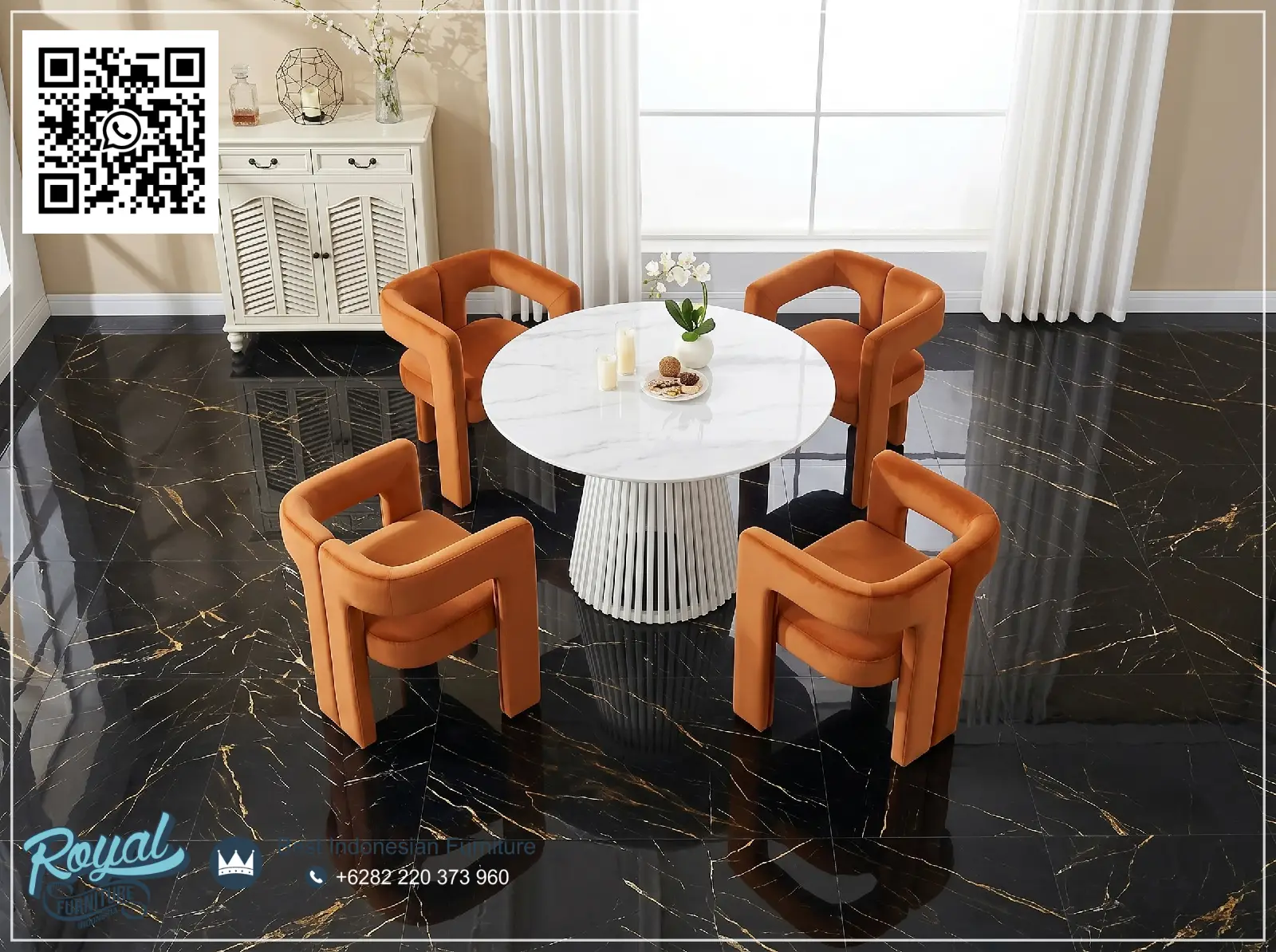 Set Meja Makan 4 Kursi Mewah Sofa Style