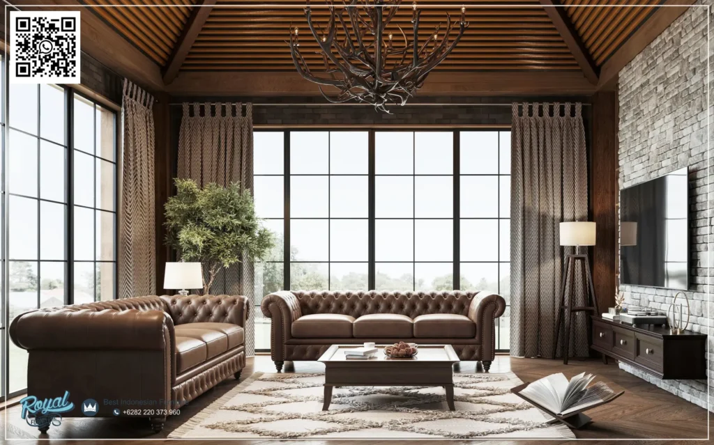 Sofa Kulit Mewah Original Leather Office Style