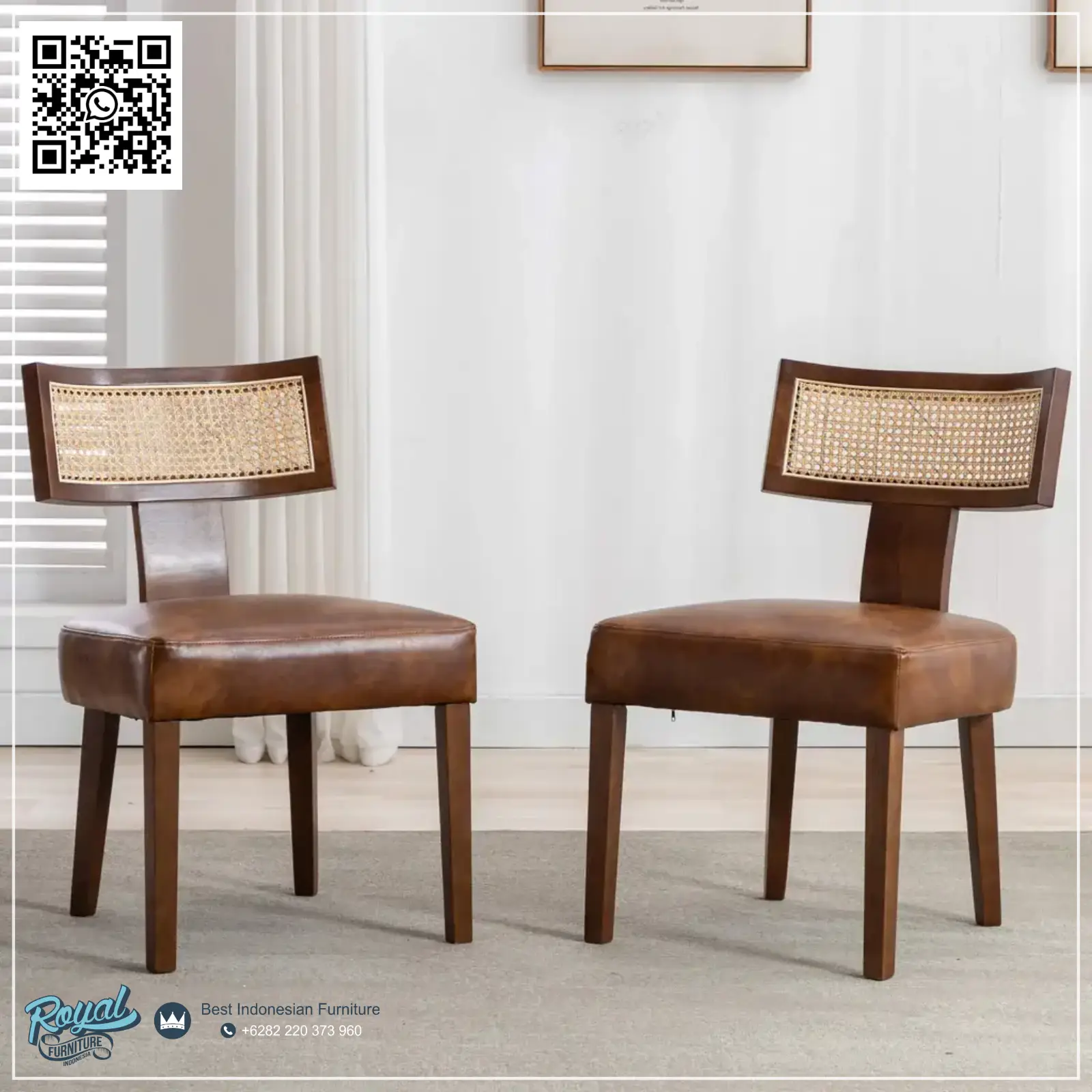 Gaya Kursi Sofa Cafe Kulit Farmhouse Sandaran Rotan