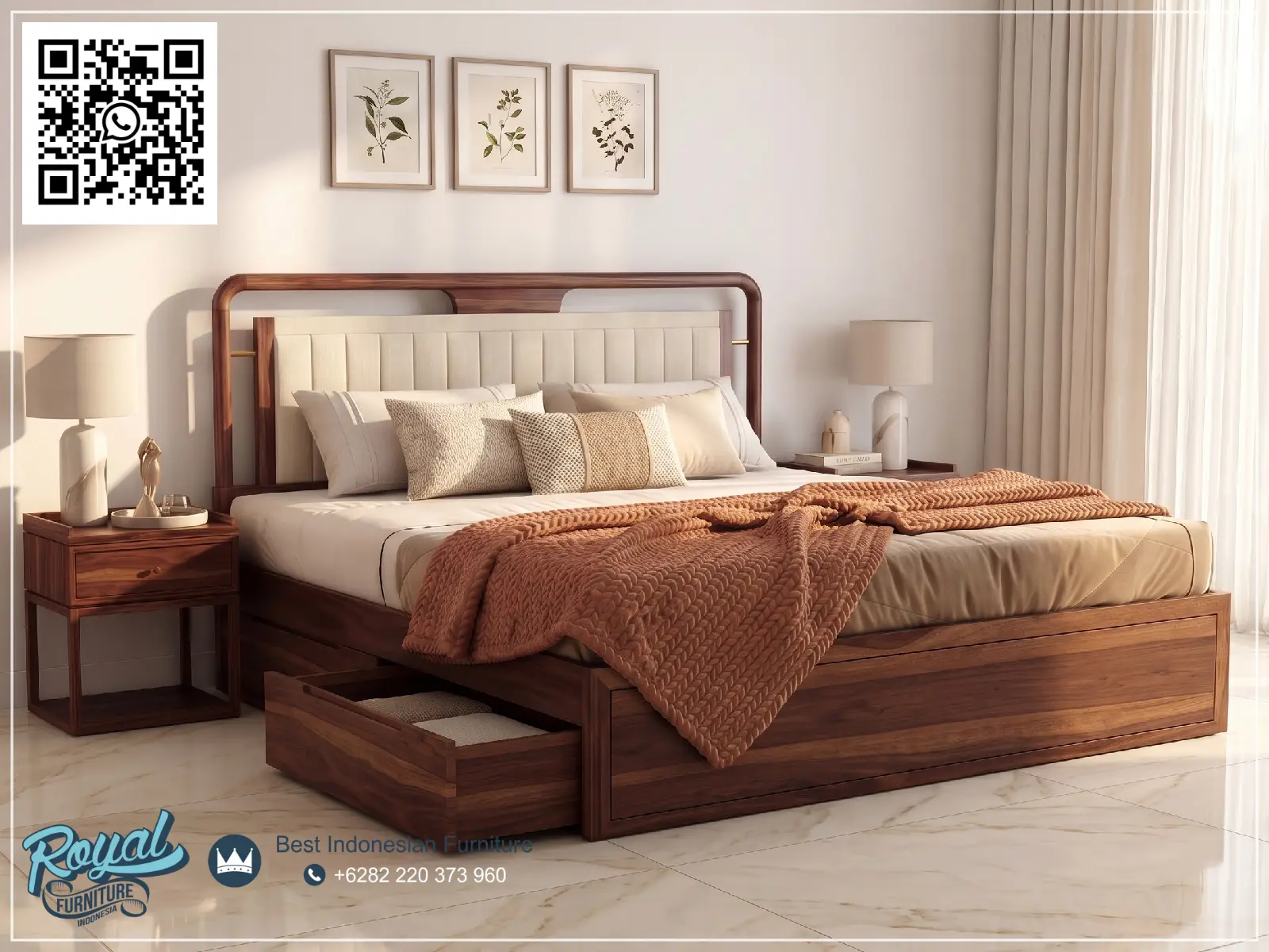 1 Set Tempat Tidur Mewah Jati Solid Model Terbaru Jepara