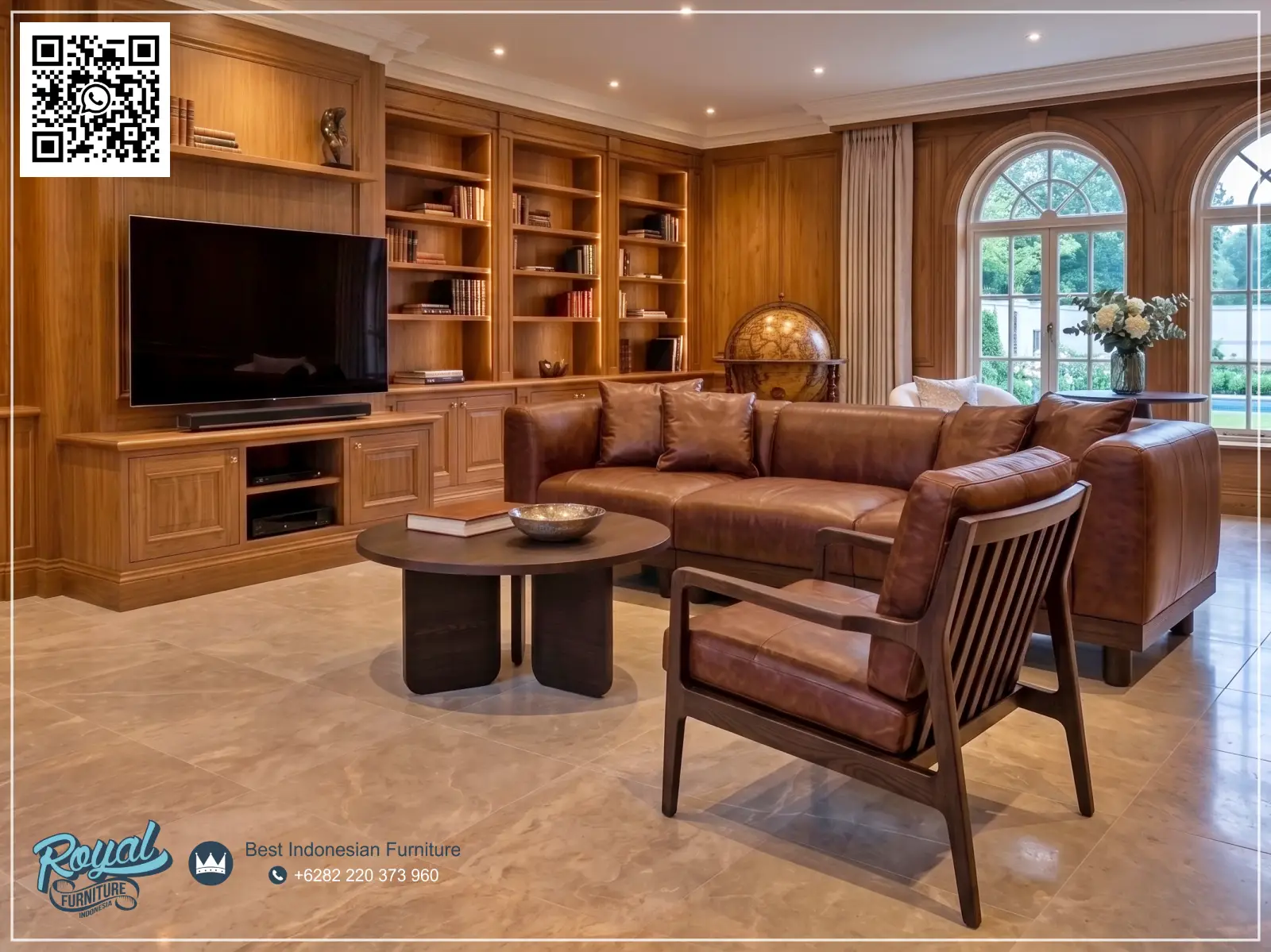 Desain Sofa Kulit Asli Import Jati Premium Brown