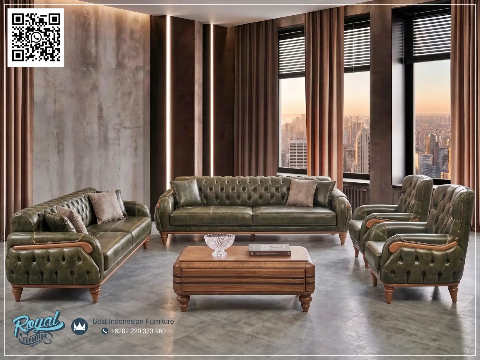Kursi Tamu Sofa Kulit Mewah Chesterfield Kursi Tamu Sofa Kulit Mewah Chesterfield