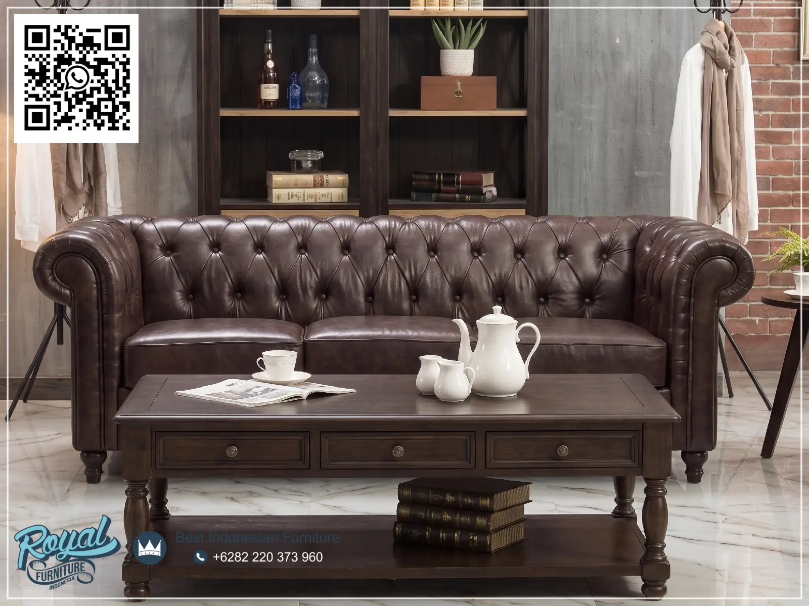 Sofa 3 Seater Minimalis Chester Luxury Oscar Leather