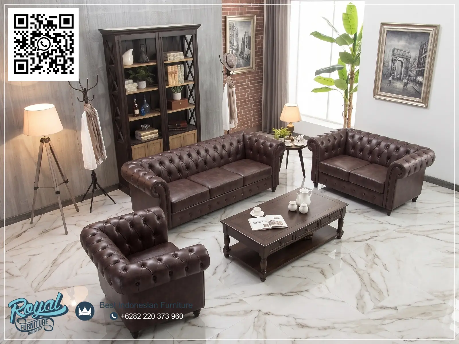 Sofa Ruang Tamu Minimalis Chester Luxury Oscar Leather