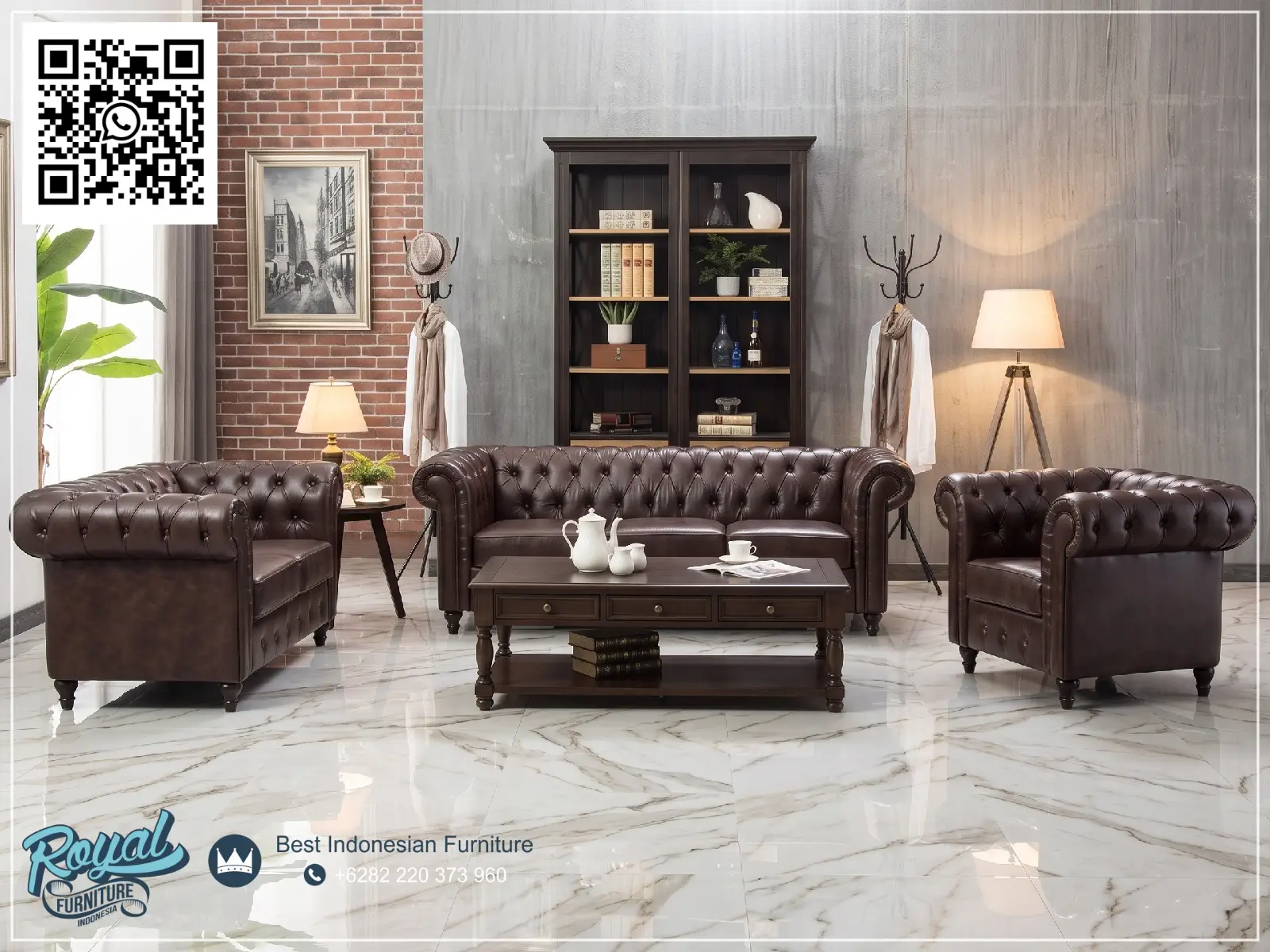 Sofa Tamu Minimalis Chester Luxury Oscar Leather