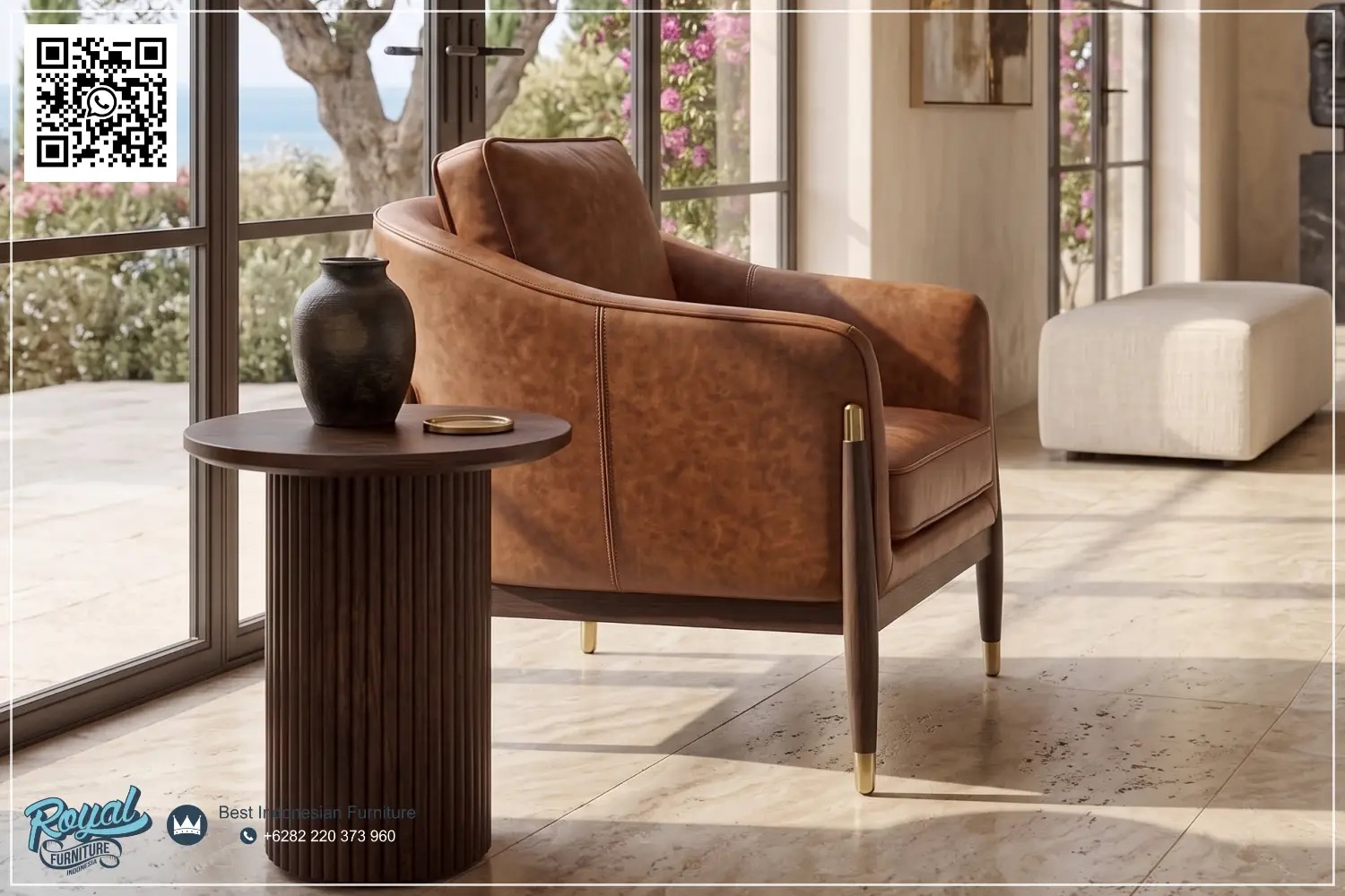 Meja Kursi Armchair Kulit Minimalis Modern