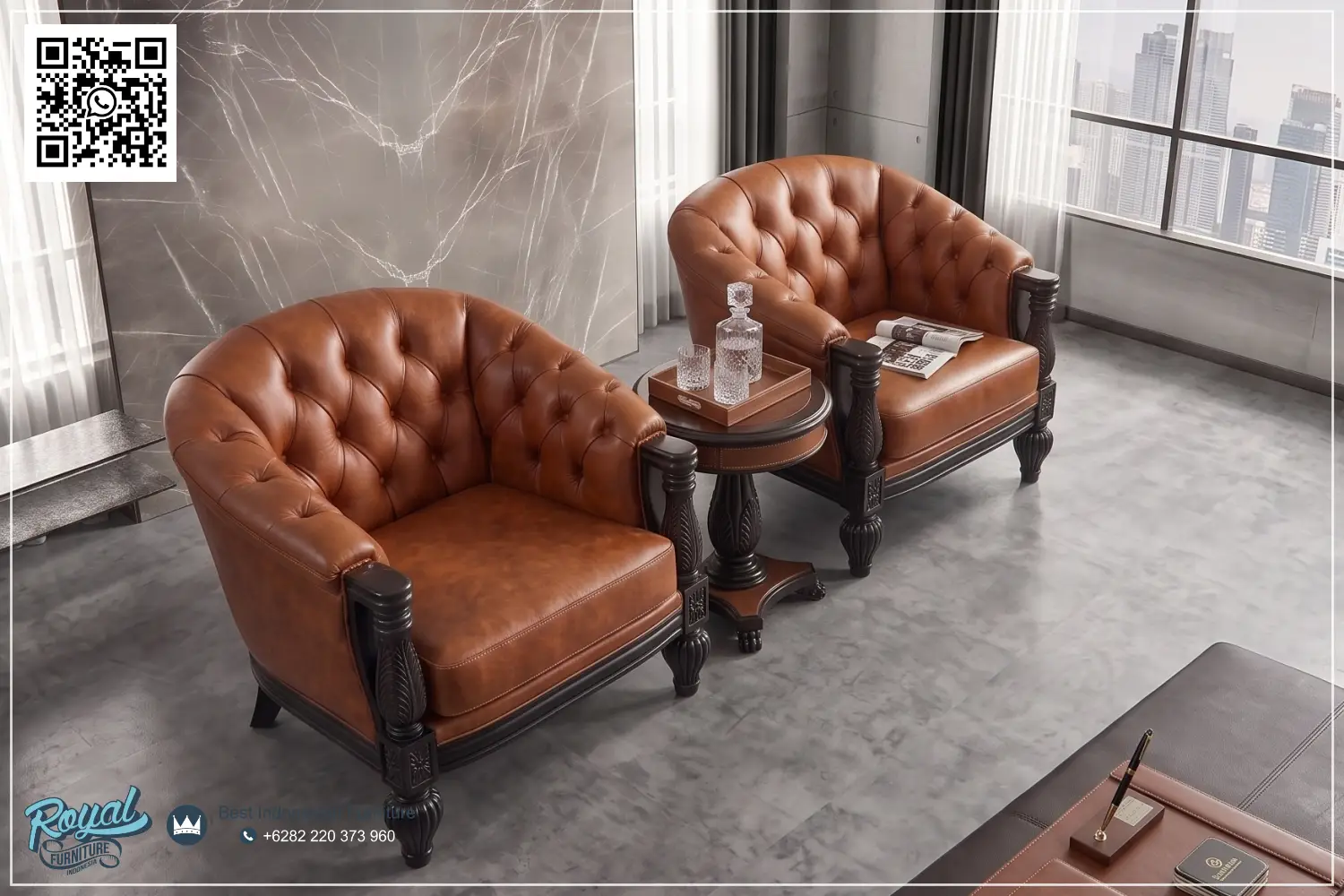 Sofa Teras Kulit Klasik Jepara Gaya Eropa Exclusive Royal