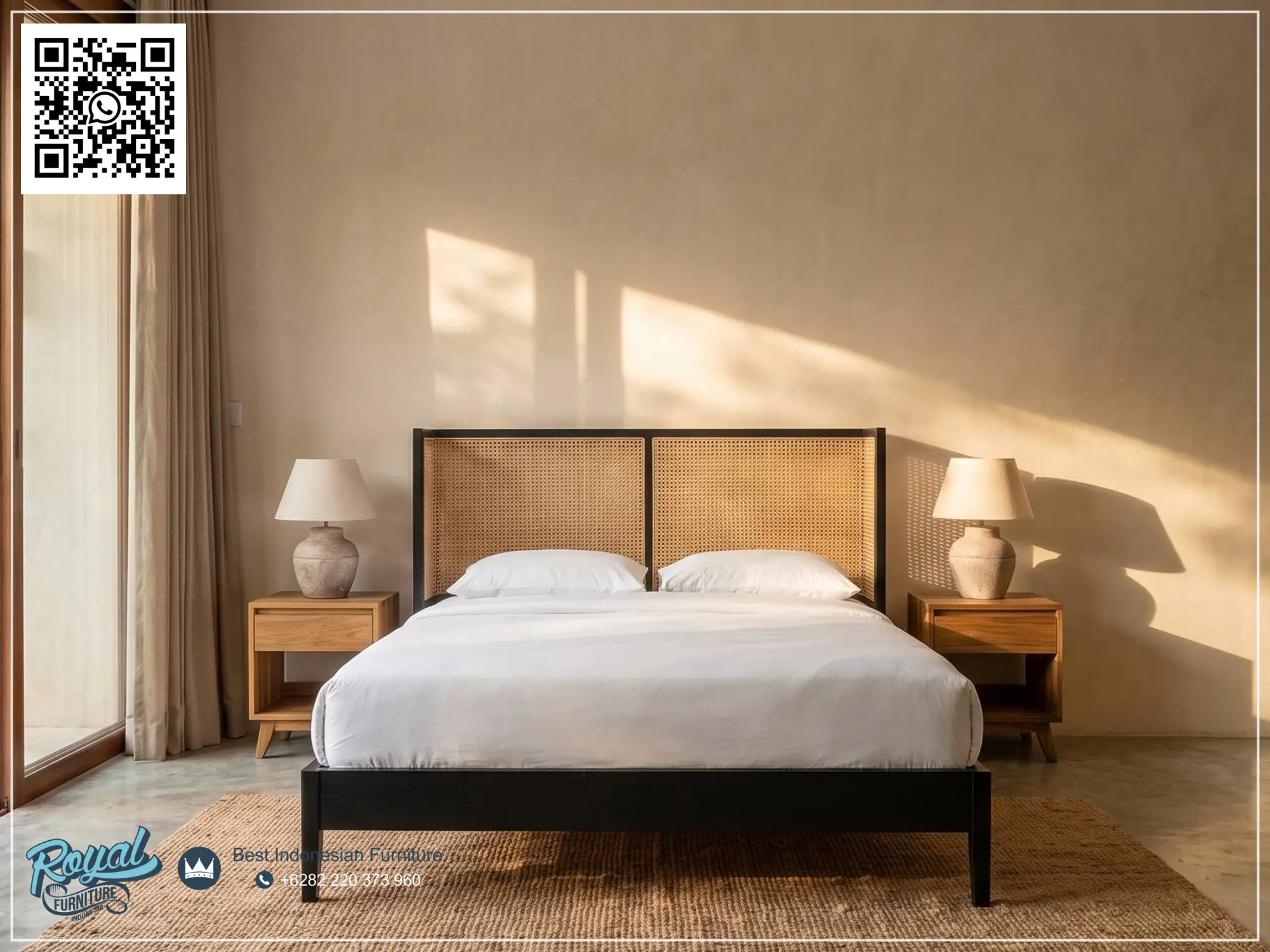 Tempat Tidur Minimalis Kombinasi Rotan Alami