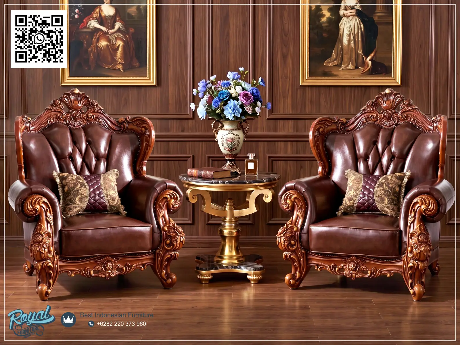 Best Furniture Luxury Model Sofa Kulit Terbaru Ukiran Jati Jepara