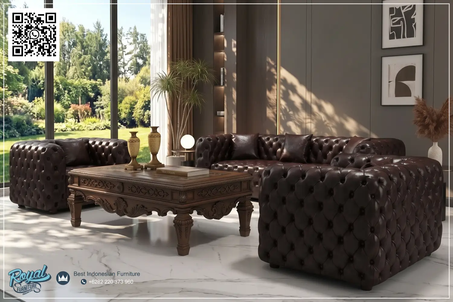 Jual Kursi Tamu Sofa Chesterfield Luxury Leather