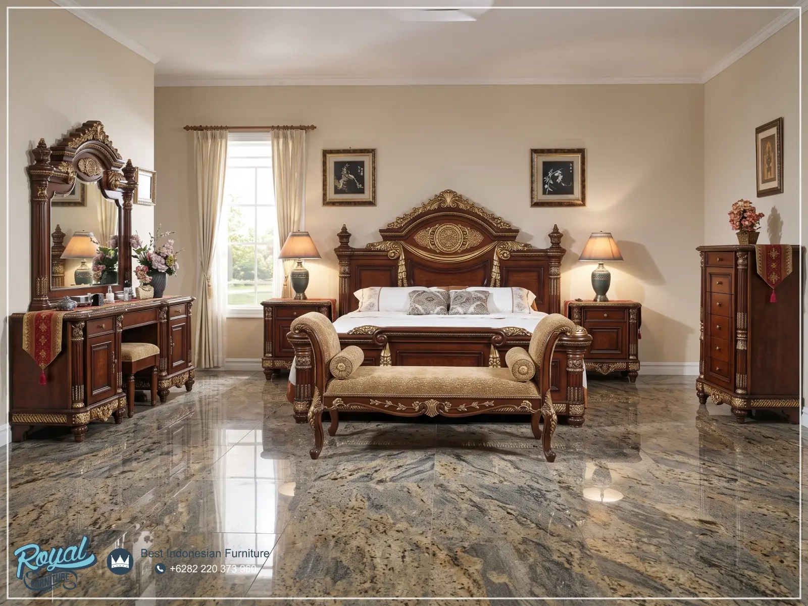 Kamar Tidur Ukir Klasik Kayu Jati Eropa Piece, set kamar tidur mewah, set kamar tidur modern, set kamar tidur klasik, set kamar tidur jepara, set kamar tidur jati jepara, harga tempat tidur mewah modern, kamar set minimalis mewah, set kamar tidur minimalis, harga 1 set tempat tidur pengantin, tempat tidur jati minimalis modern, tempat tidur minimalis jepara, harga tempat tidur ukir jepara, model kamar set jati terbaru, kamar set duco, kamar tidur ukiran jepara, furniture jepara, set tempat tidur mewah klasik, desain kamar tidur klasik, tempat tidur kayu jati, model kamar tidur terbaru, ranjang ukir jepara, ranjang minimalis, ranjang kayu jati klasik, royal furniture Model Kamar Tidur Ukir Klasik Kayu Jati Eropa Piece