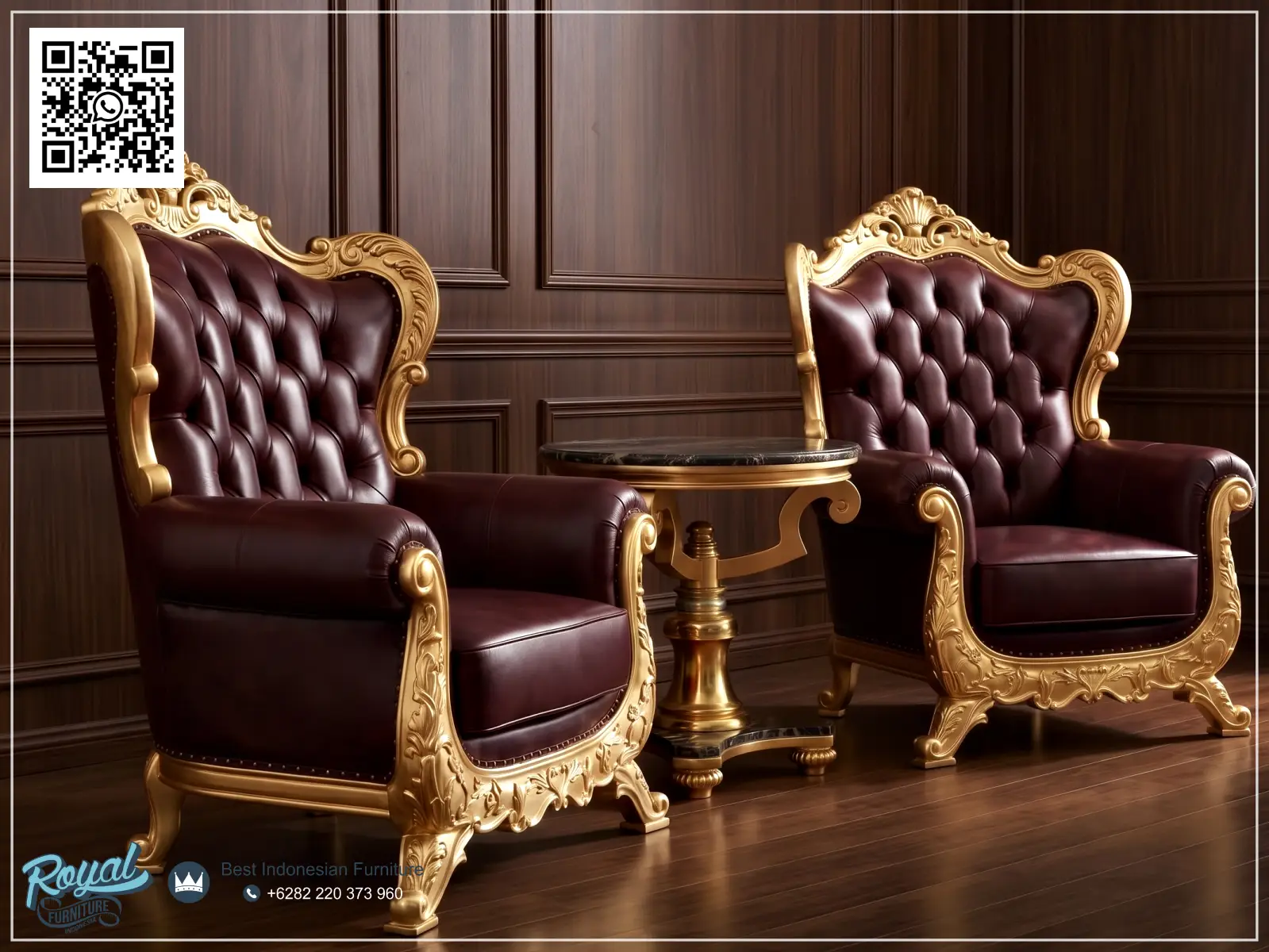 Sofa Klasik Mewah Kulit Sapi Burgundy Leather Desainnya yang timeless dan ikonis sangat serasi untuk konsep interior klasik Eropa, Victorian, maupun gaya royal classic. Sofa Klasik Mewah Kulit Sapi Burgundy Leather Desainnya yang timeless dan ikonis sangat serasi untuk konsep interior klasik Eropa, Victorian, maupun gaya royal classic.