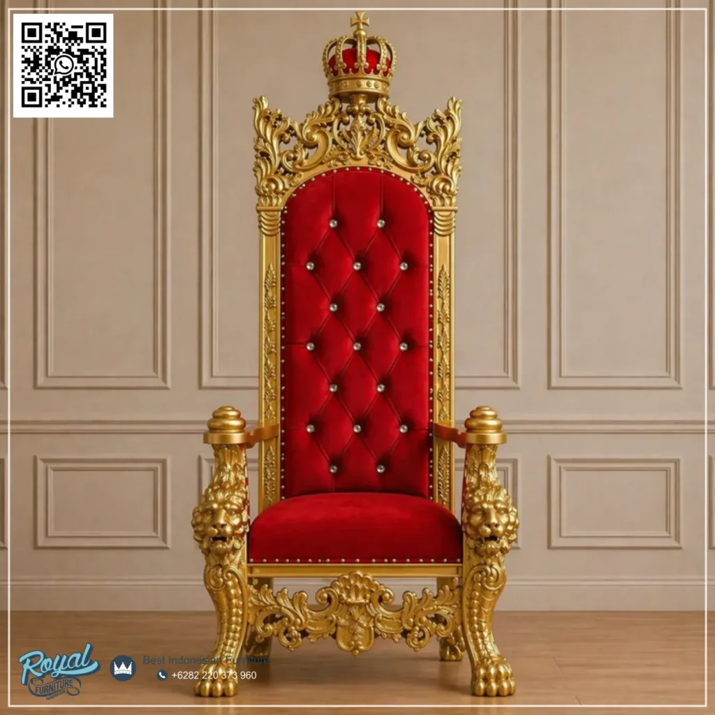 Sofa Royal Red Gold Throne, Royal Jepara Furniture, Royal Steel Furniture, Royal Furniture, Royal Furniture Jepara, Royal Furniture Indonesia Sofa Royal Red Gold Throne