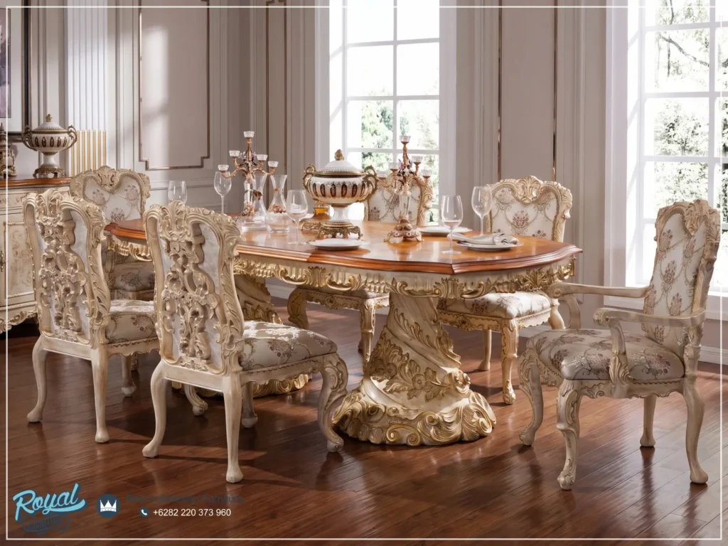 Desain Furnitur Set Meja Makan Mewah Ukir Jepara Klasik Luxury Modern Terbaru