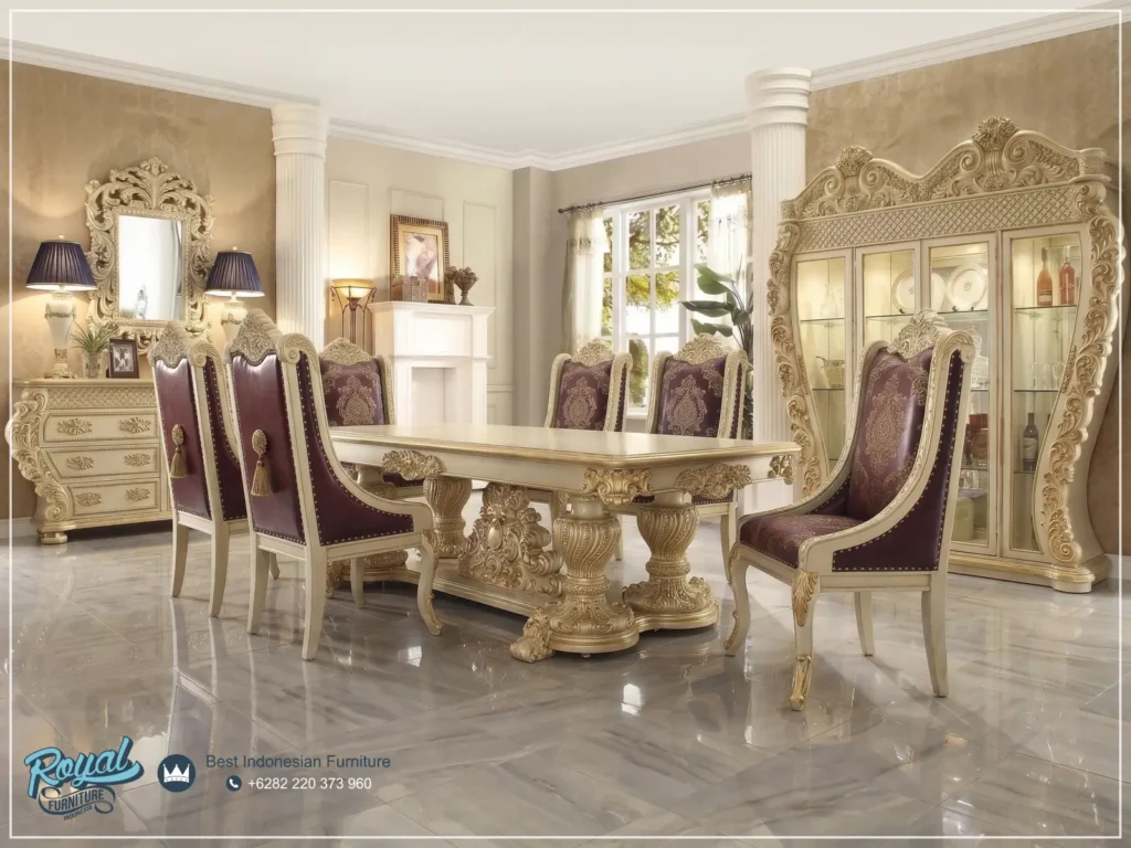 Dining Room Set Meja Makan Super Mewah Ukiran Klasik Jepara Vienna Eropa Style
