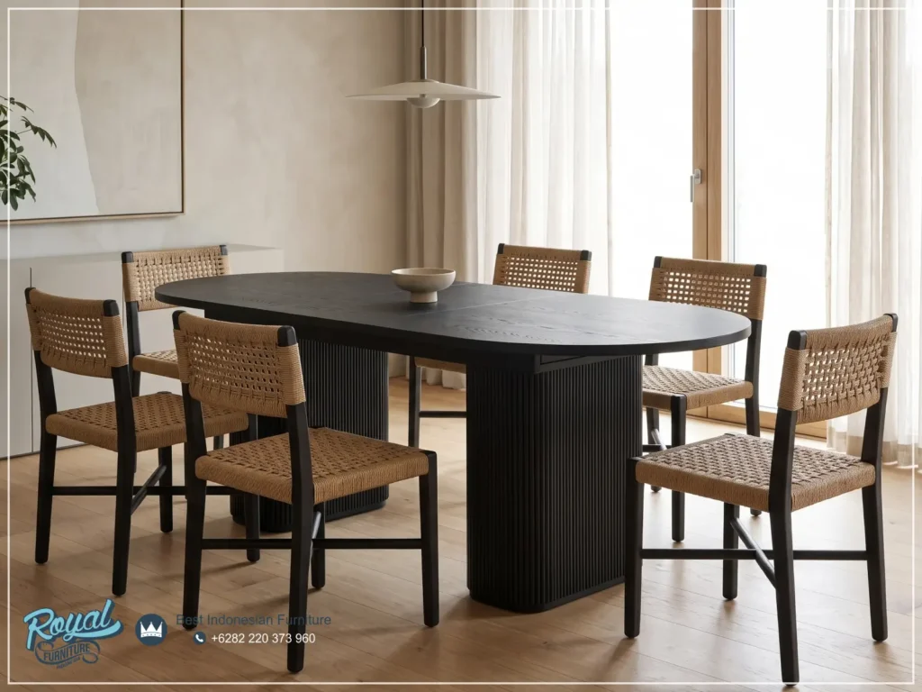 Dining Table Meja Makan Solid Teak Chair Handwoven Paper Loom Dining Table Meja Makan Solid Teak Chair Handwoven Paper Loom