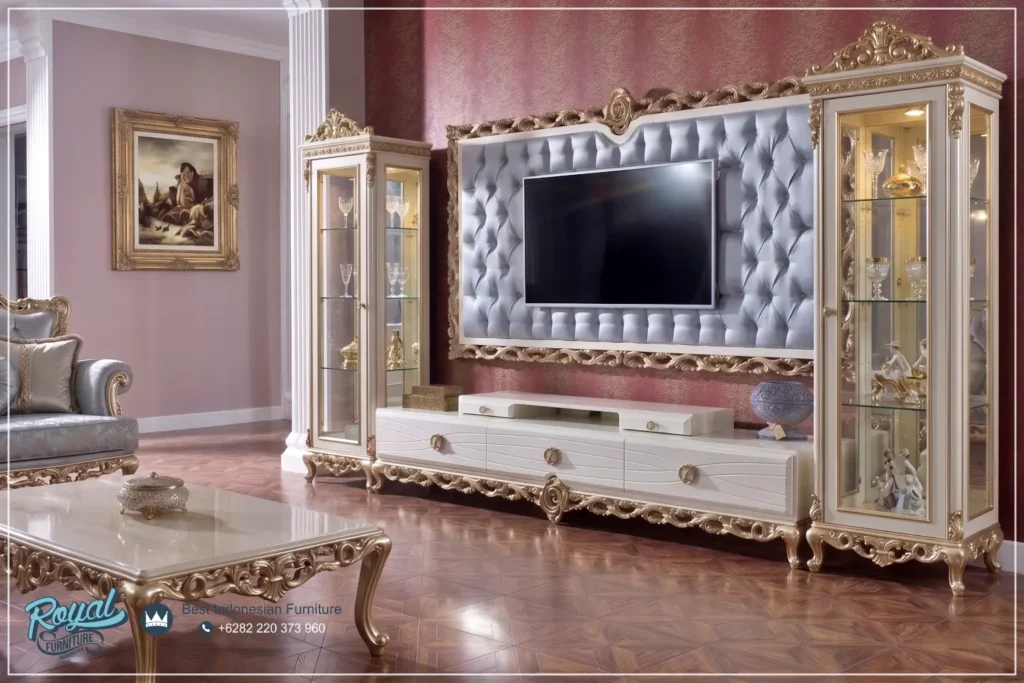 Lemari Hias Bufet TV Mewah Ukir Modern Terbaru Turki Design